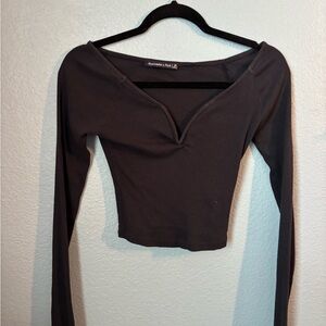 Abercrombie & Fitch dark navy V-Neck Crop Top